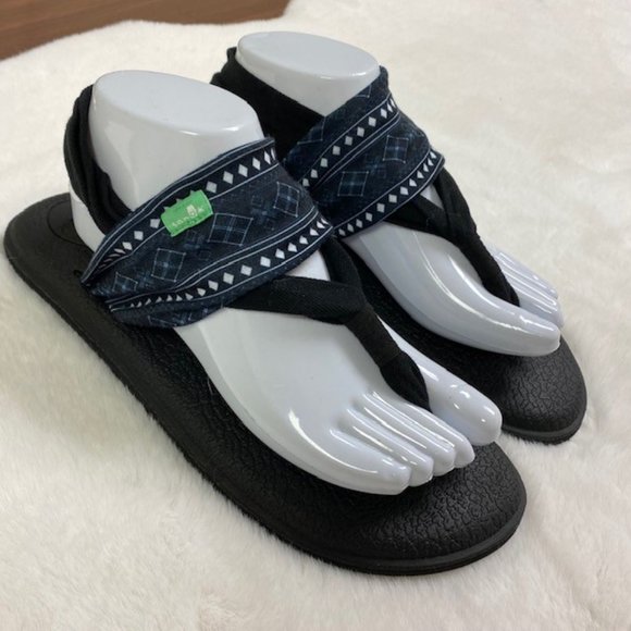 NWOT Sanuk Abbot Kinney Yoga‎ Sling 2 Prints Sandals, size 9 - Picture 1 of 16
